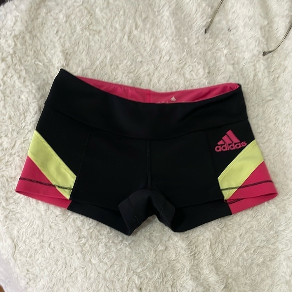 Adidas Women's Black and Pink Athletic Shorts